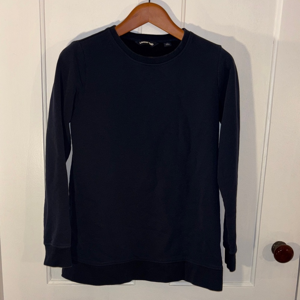 Lands' End Navy Crew Neck Top